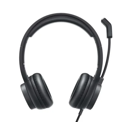 The EKSAtelecom VoicePure ENC Headset featuring a 160g ultra-light build for all-day comfort, an adjustable noise-cancelling microphone for clear communication, and a 2.1m super long audio cable. Compatible with all USB devices, offering versatile connectivity and convenience