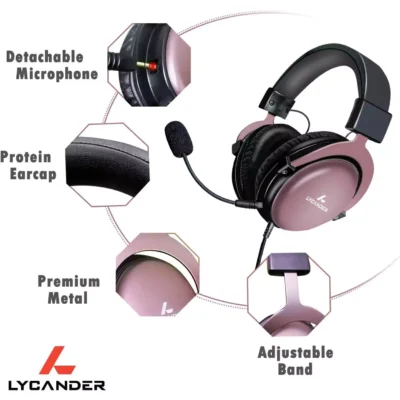 Premium metal headset with ample cushioning, featuring a sturdy build for durability. Includes dual-use hybrid USB/3.5mm audio jack for versatile connectivity with PCs and various entertainment devices. Detachable microphone for flexible use, 50mm highly sensitive driver for clear sound and strong bass, and durable braided cables with a 1.3-meter length plus an additional 40cm in-line controller. Ideal for work from home, conferencing, gaming, and more