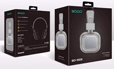 SODO SD-1003 On-Ear Wireless Bluetooth Headphone in silver, featuring Bluetooth v5.0, dual modes (wired and wireless), FM radio, TF card support, and AUX input. Equipped with a 250mAh battery for up to 6 hours of use, 2-hour charging time, and a leather cushion head-pad for comfort