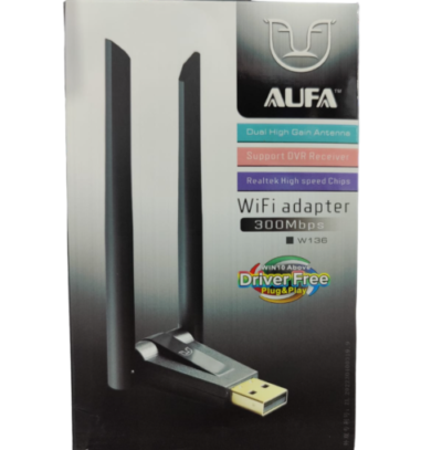 Alfa W136 Dual Antenna 300MB WiFi USB Adapter with high-speed wireless connectivity and enhanced signal strength.