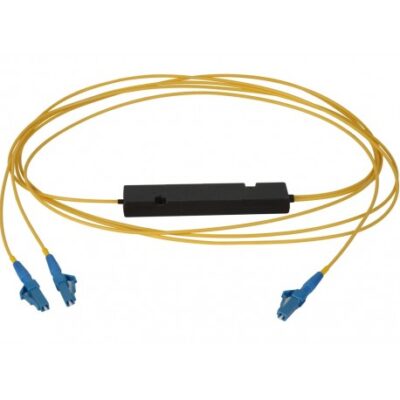 Fiber Splitter 1x2-way for distributing a single fiber optic signal into two outputs, featuring high-quality construction and easy installation.