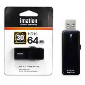 Imation HD19 USB Flash Drive 64GB with high-speed USB 3.0 and durable construction for reliable storage.