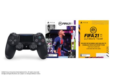 PS4 DUALSHOCK FIFA 21 Edition controller with ergonomic design, wireless connectivity, and responsive controls for FIFA 21 gameplay.