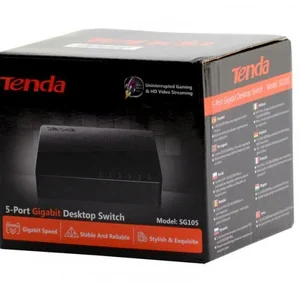 Tenda 5-Port Giga Switch SG-105M with 1000Mbps speed, plug-and-play installation, and compact design for high-speed network connectivity