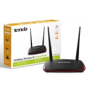 Tenda AP4 300Mbps wireless access point with high-gain antennas, wall-mount design, and multiple operating modes for extended Wi-Fi coverage.