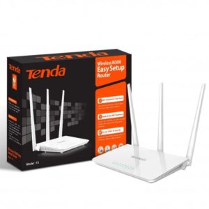 Tenda F3 Router with 300Mbps speed, three high-gain antennas, and advanced security for stable home internet connectivity